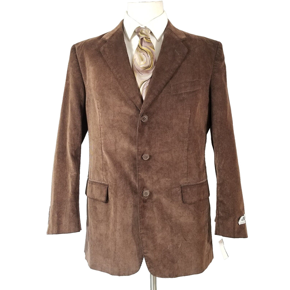 Milano International sport coat jacket mens 40R brown corduroy cotton NEW
